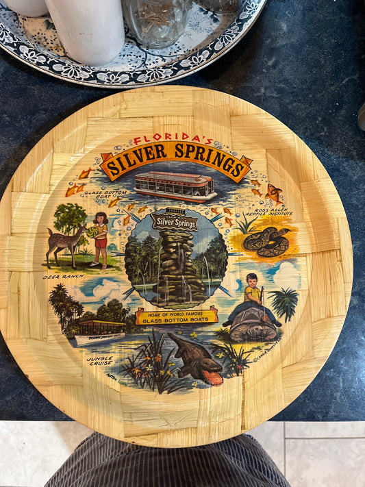 Souvenir silver Springs Serving Tray Bamboo