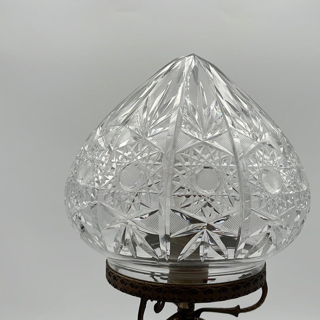 Rare 1930s Antique Libby Crystal Electric Lamp w/ Mushroom Shade