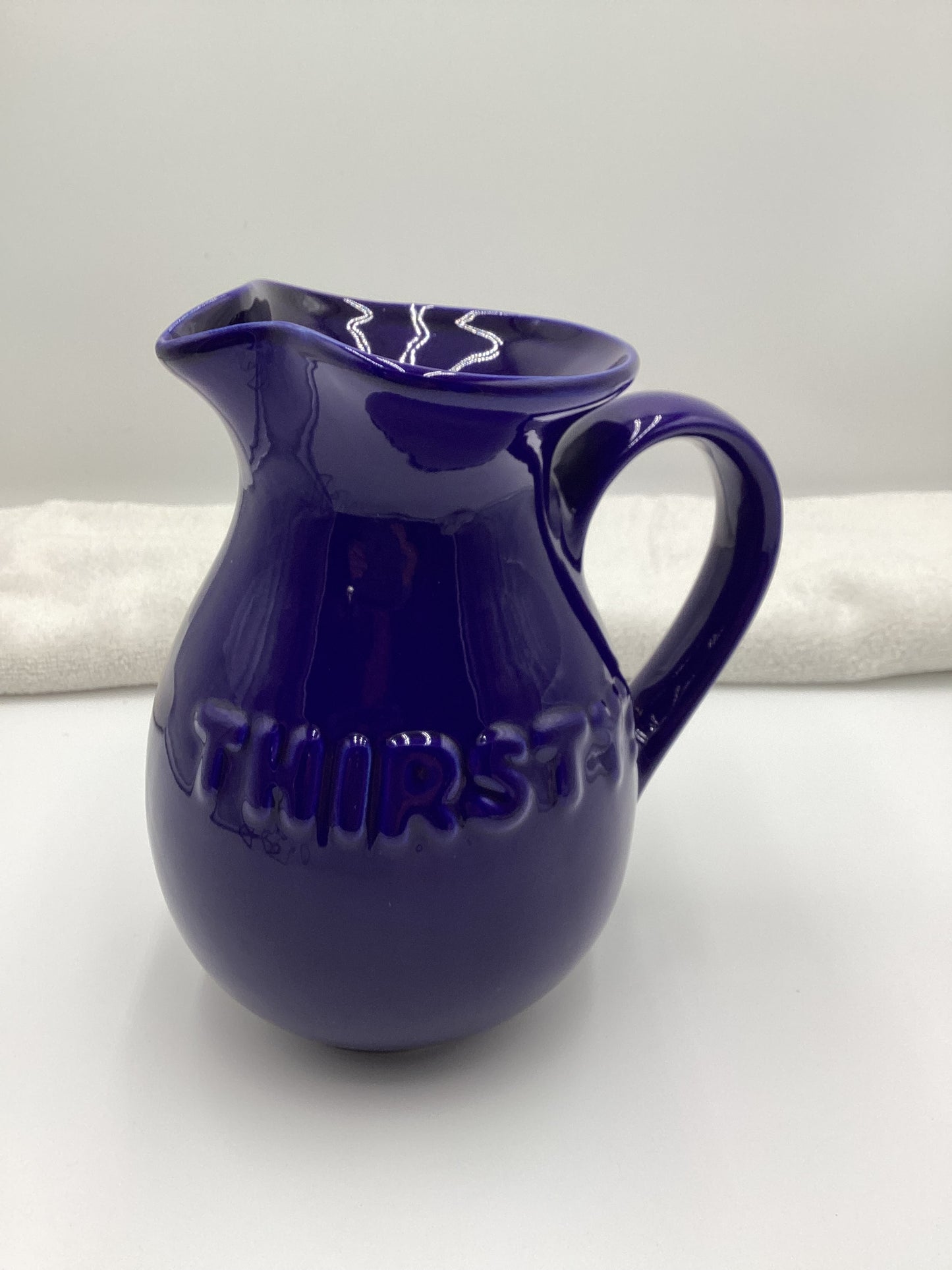 Decorative Cobalt Blue "Thirsty" Ceramic Pitcher