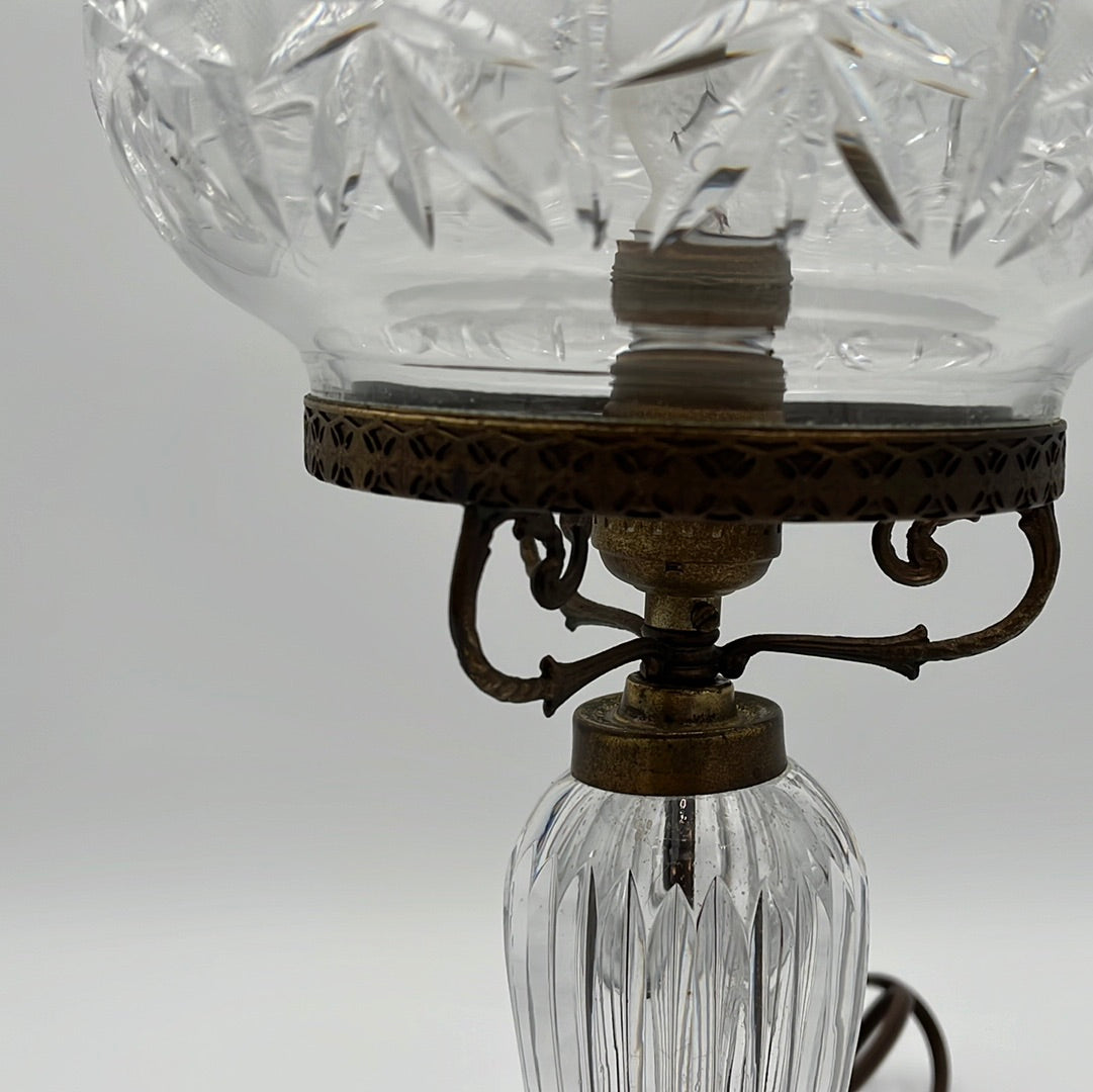 Rare 1930s Antique Libby Crystal Electric Lamp w/ Mushroom Shade